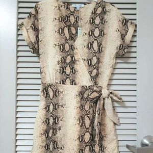 Urban Outfitters Brown Snake Print Wrap Tie Romper